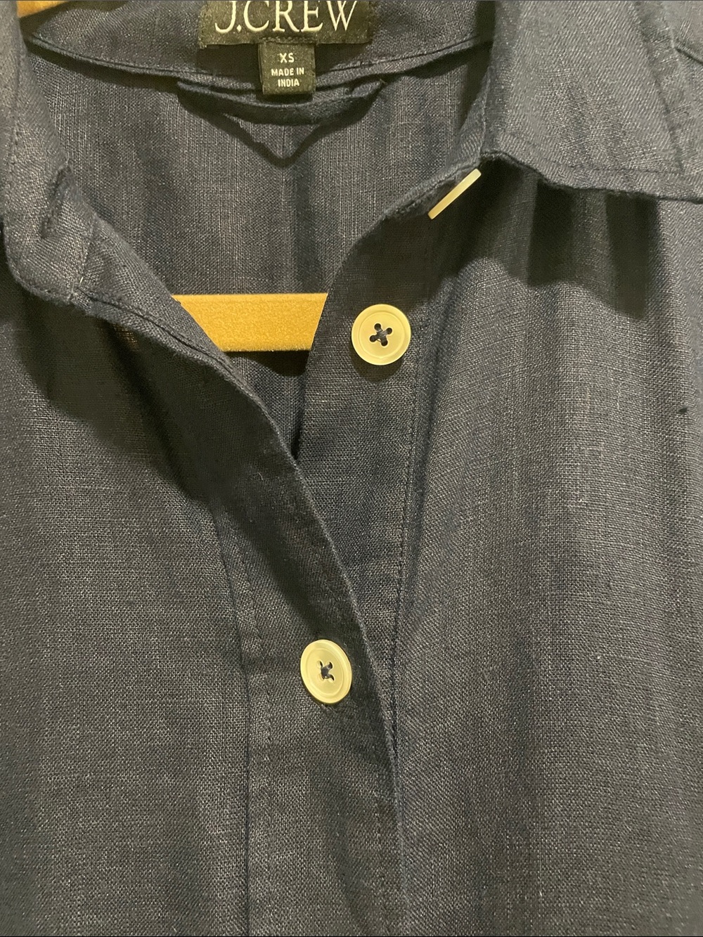 J. Crew Linen Navy Button-Front Shirt Dress size XS - Picture 4 of 9
